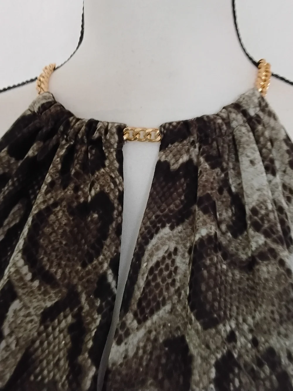 Michael Kors Brown Mixed Animal Print Halter Maxi Dress